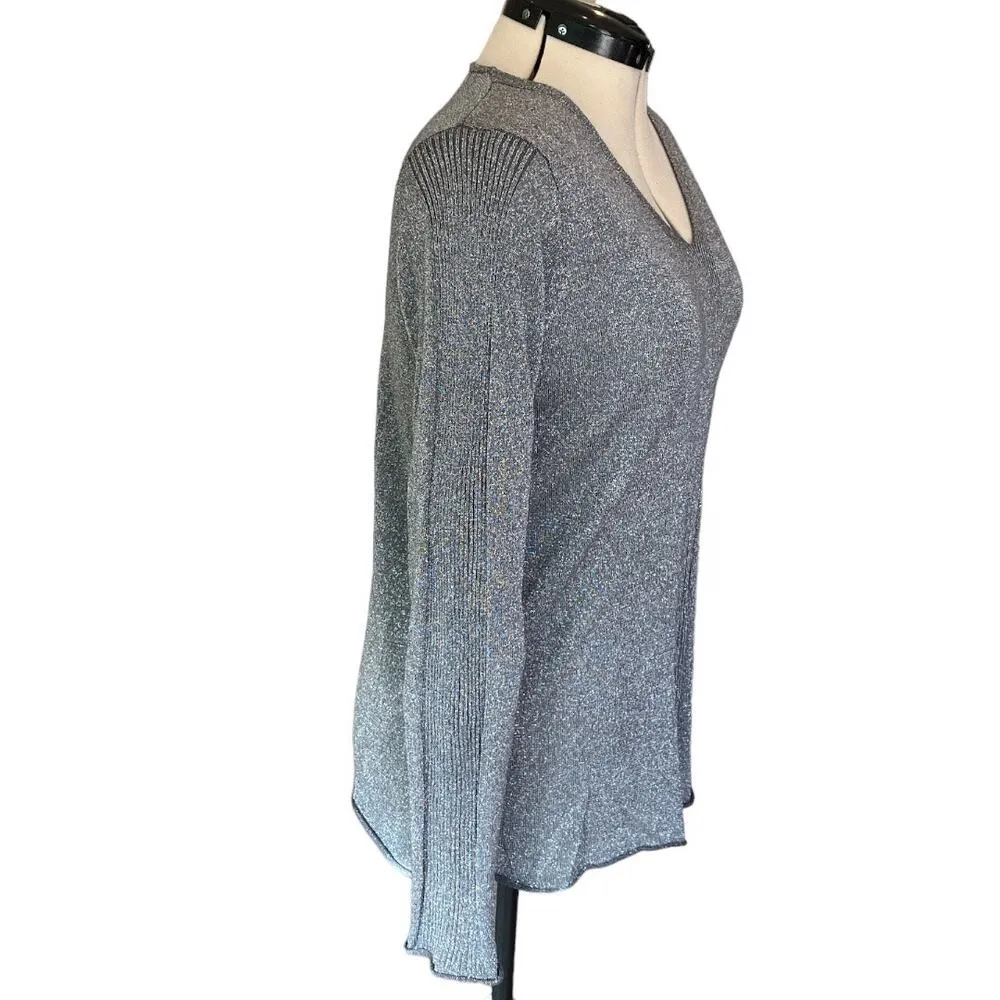 NYDJ Not Your Daughter's Jeans Long Sleeve Top Pewter Sparkle Size Petite Large - Image 3