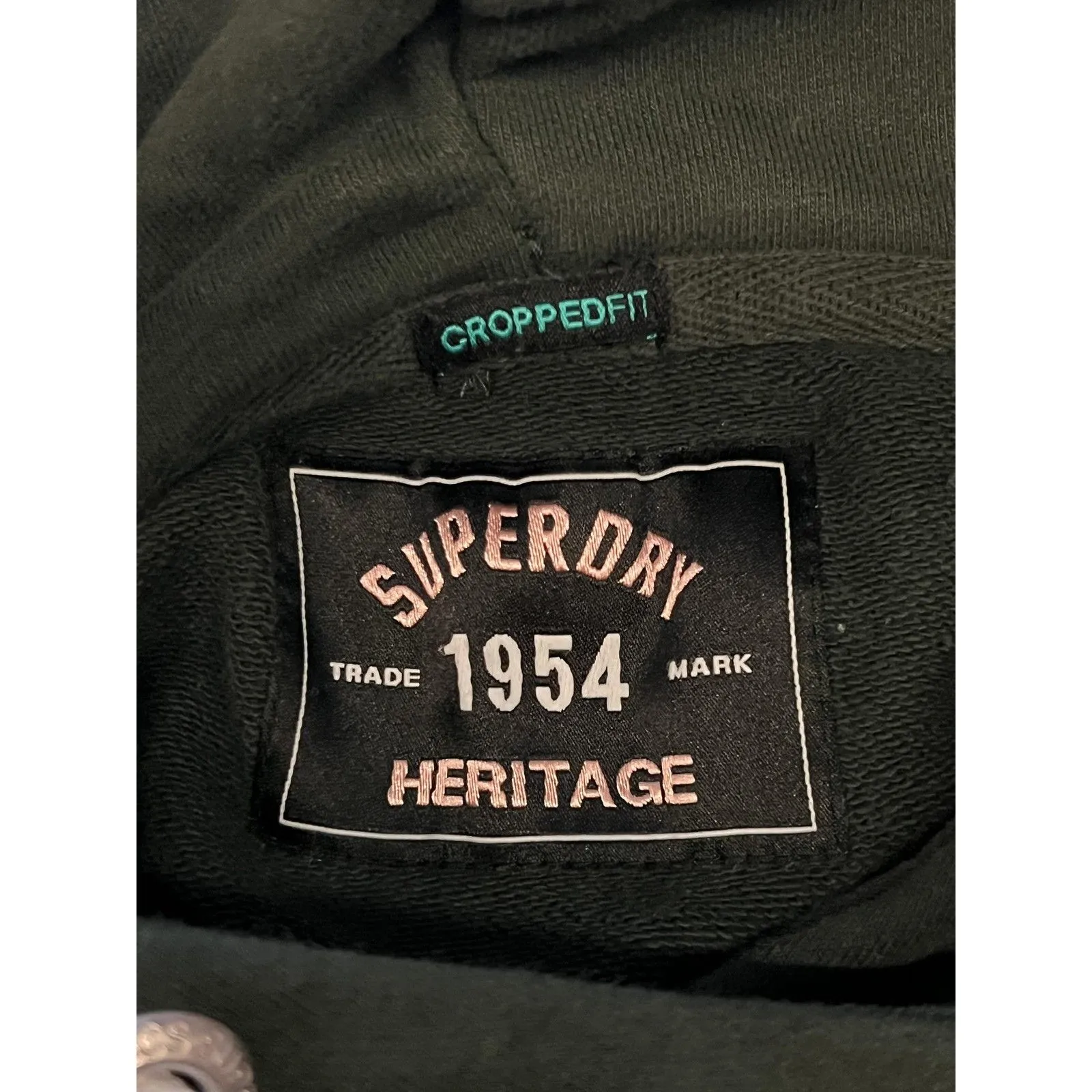 Superdry Hoodie Womens US 8 Green Cropped Fit Originals Pullover Graphic Logo - Image 6