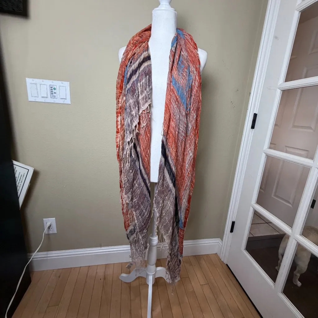 Caribe Woven Scarf Neutral Colors Pashmina Festival Rave Tan - Image 2