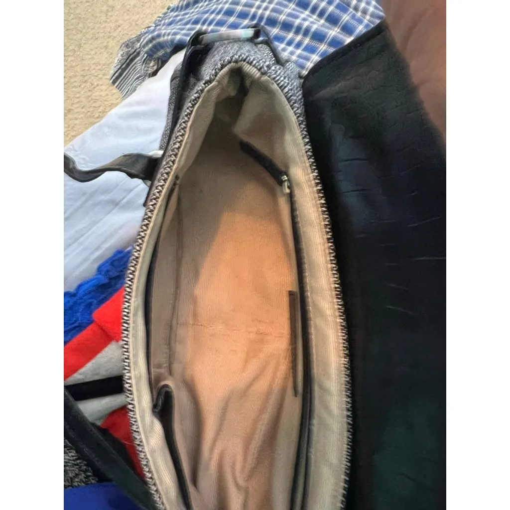 Ann Taylor Shoulder Bag Black Tweed with Faux Leather Trim Top Handle Pur - Image 9