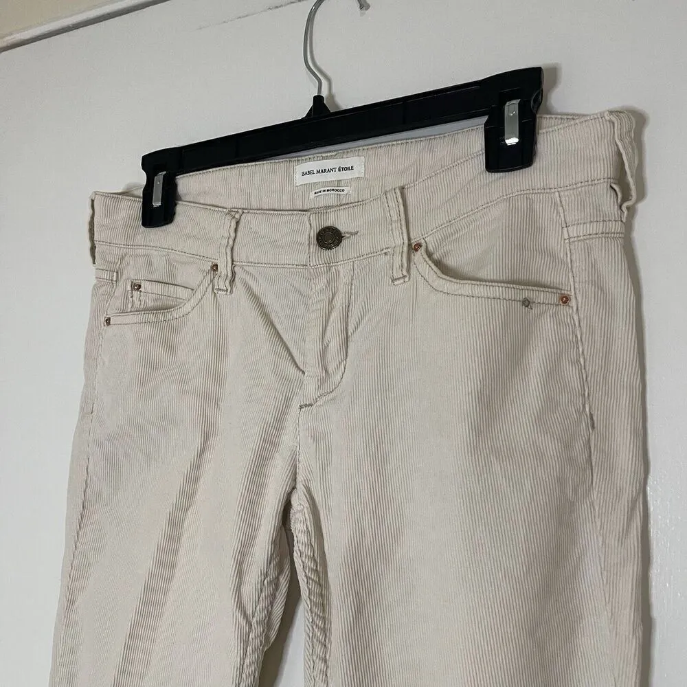 Isabel Marant Etoile Ivory corduroy slim straight pants size 38 - Image 2
