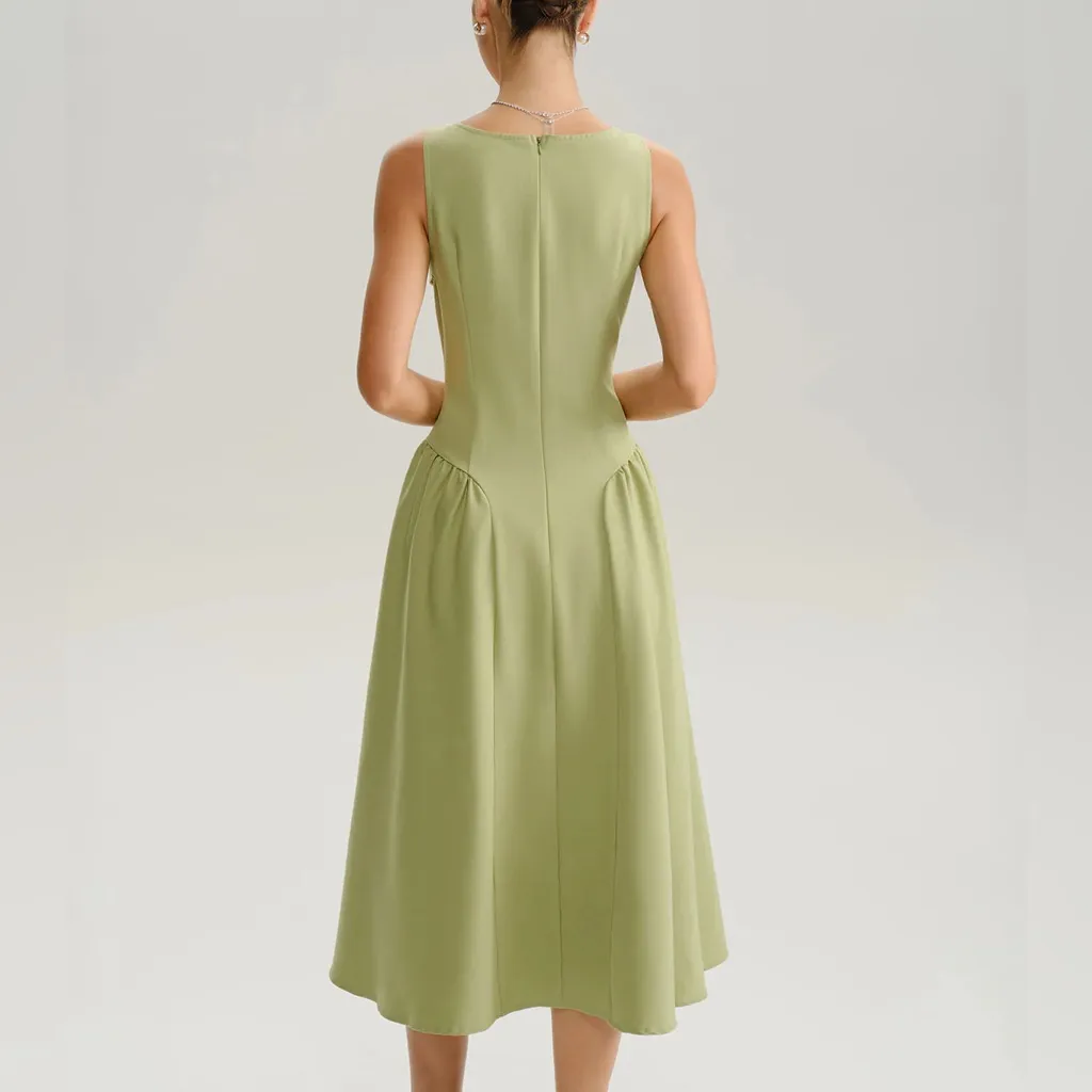 Rihoas Green Sweetheart Neck Slip Midi Prom Dress Size L - Image 5