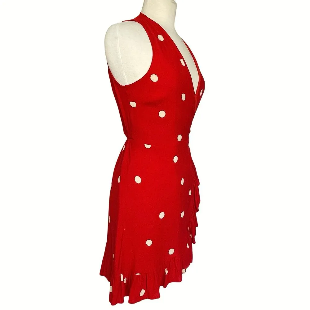 RAILS Women’s Madison Ruffled Red and White Polka Dot Wrap Dress - Image 6