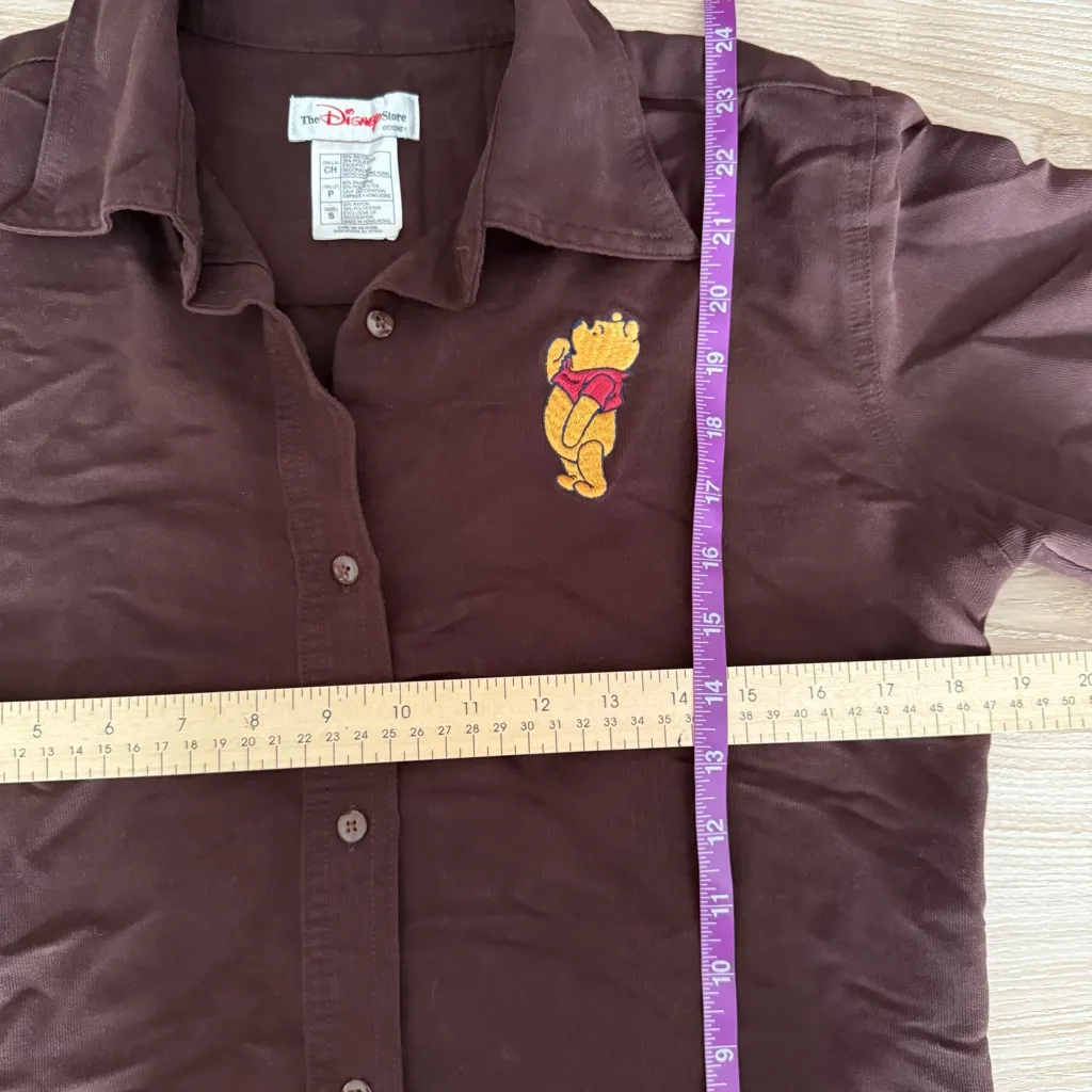 Disney vintage small Brown Button Up Sleeve Shirt Embroidered Pooh cordoury - Image 4