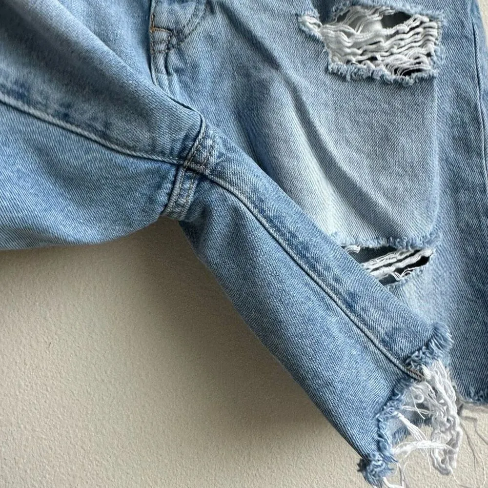 Lovers and Friends Devon High Rise 90s Cut Off Denim Shorts Distressed Size 26 - Image 3