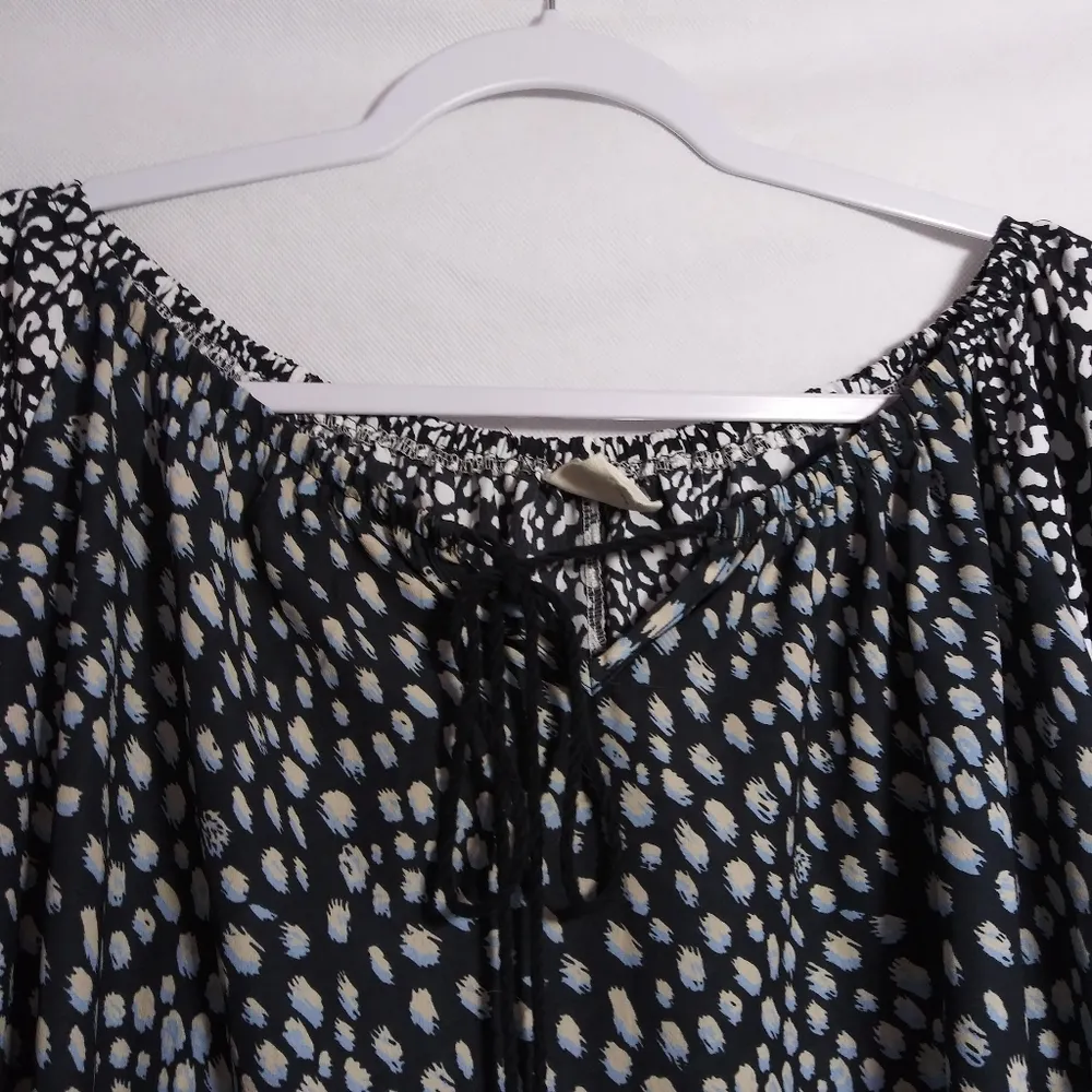 Grace & Emma Bohemian Animal Print Top Wide Flutter Sleeve Lightweight Size 3XL Black - Image 2