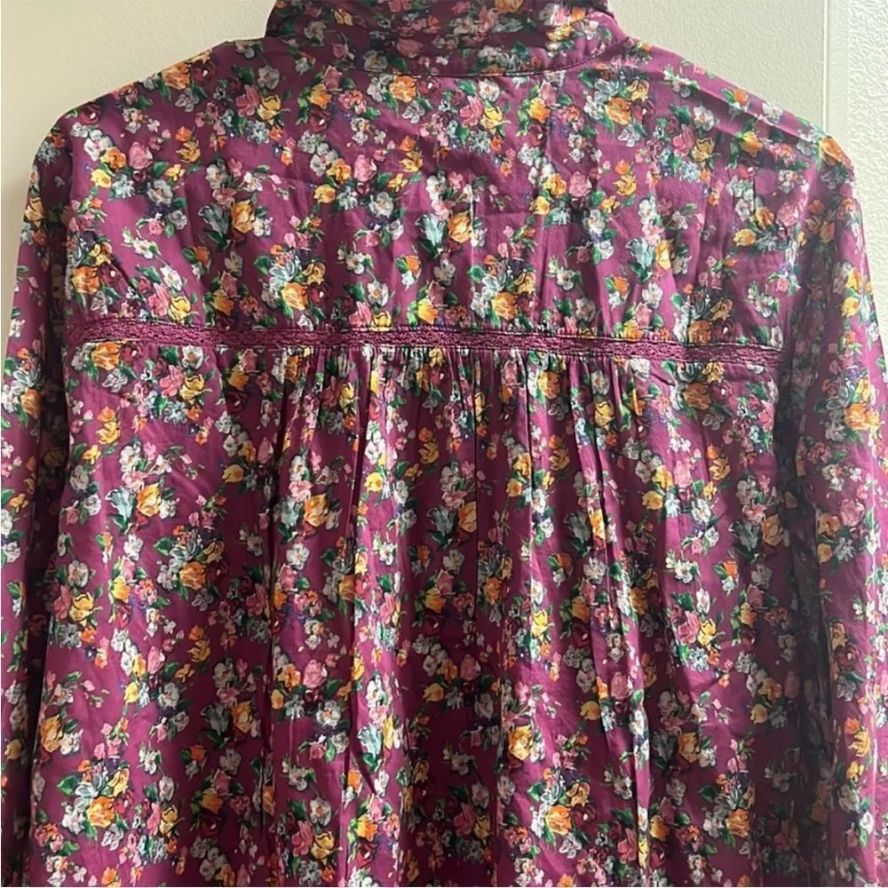 ❤️Sundance Poppy Bloom Button Down Purple Floral Top S - Image 10