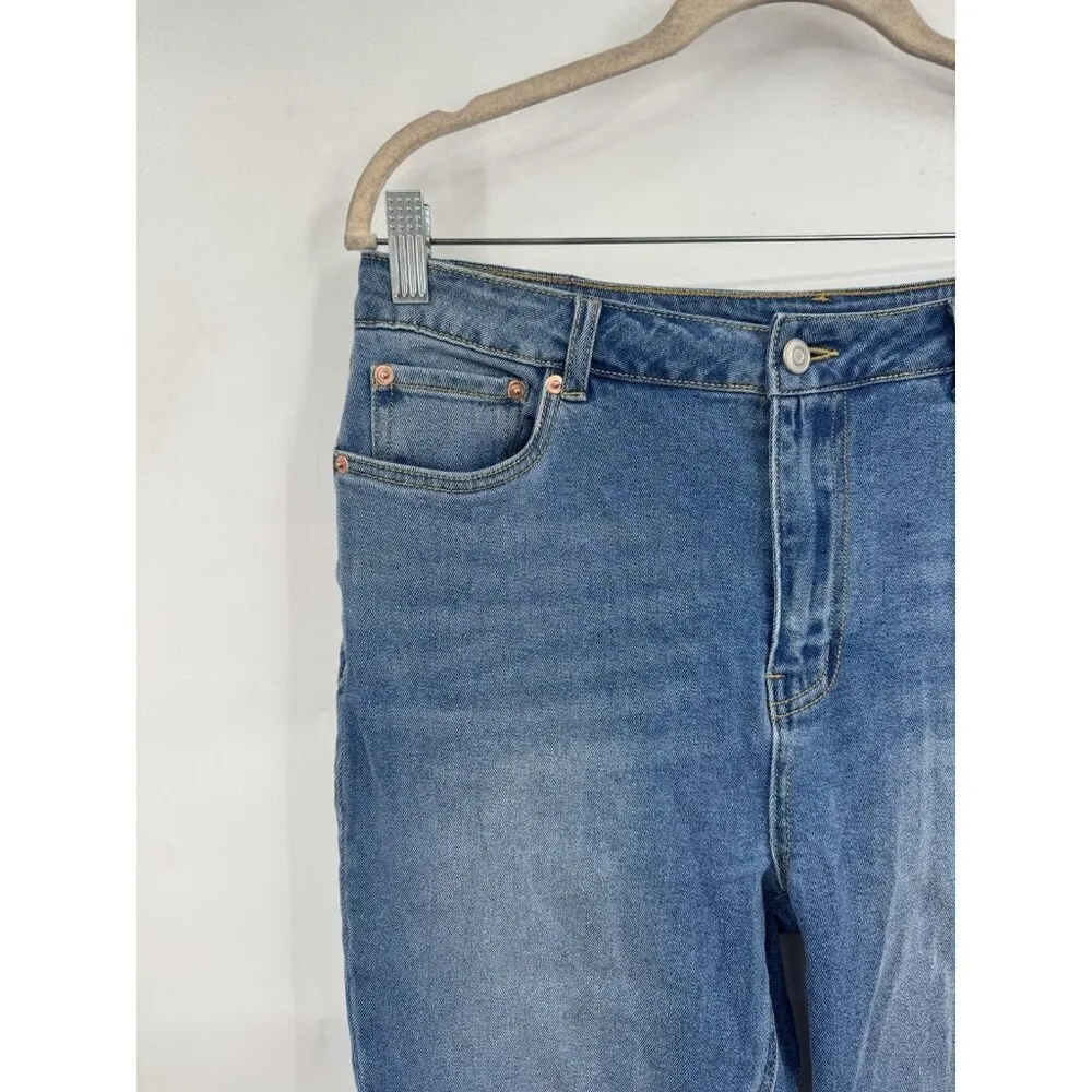 Avec Les Filles High Rise‎ Straight Jeans Size 30 Distressed Cropped Blue Denim - Image 11