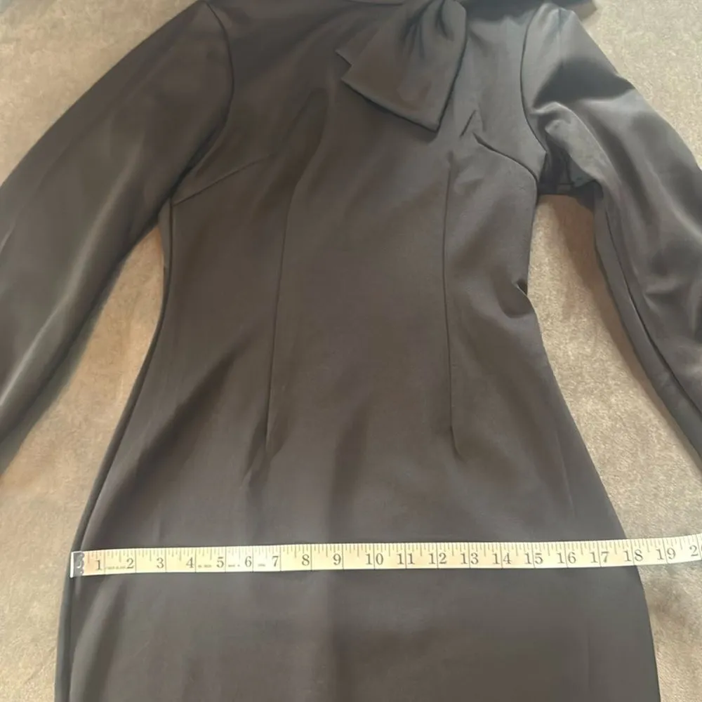 Women’s Black Long Sleeve Midi Pencil Dress with Bow Detail Size S NEW - Image 9