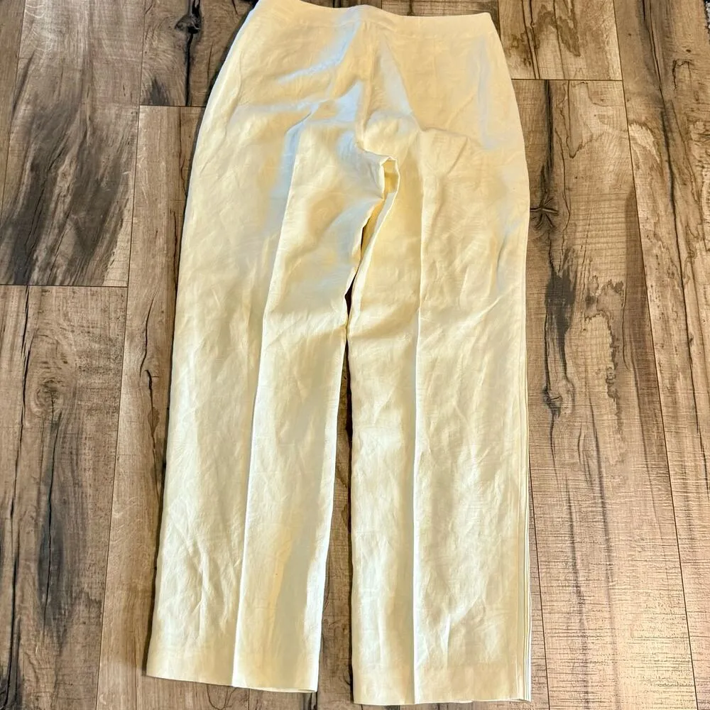 Tommy Bahama Women’s 8 Yellow Tropical Palm Tree Silk Linen Trousers Pants - Image 6