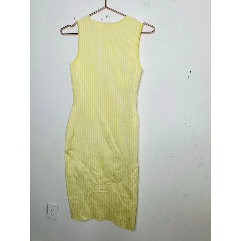 JASON WU Women's Light Yellow Ribbed Knit Sleeveless Form - Image 9
