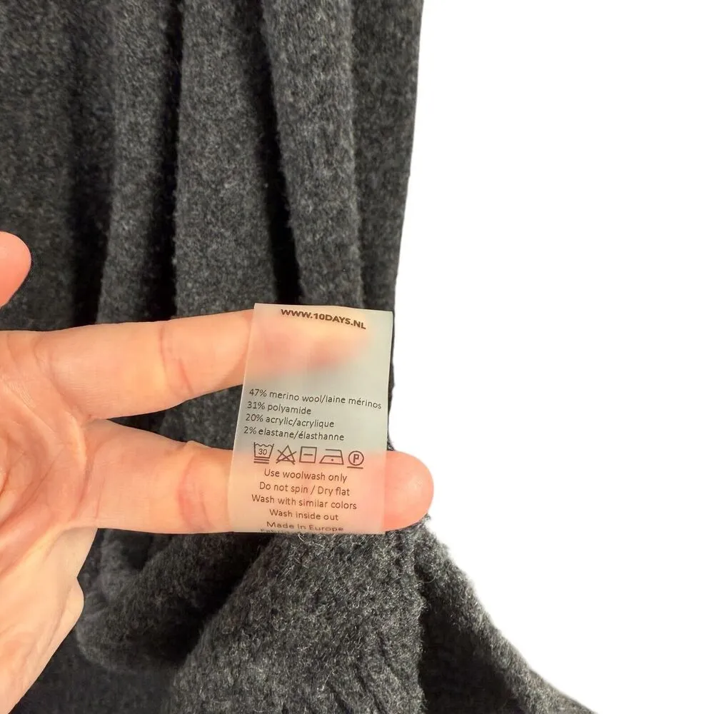 10 Days Amsterdam Grey Open Front Duster Cardigan Sweater Merino Wool Womens XS Gray - Image 6