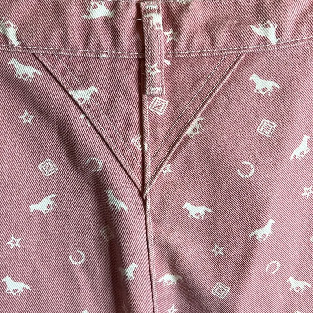 Vintage Roper Cowgirl Denim Pink Bareback High Rise Western Horse Short Country Size 10 - Image 3
