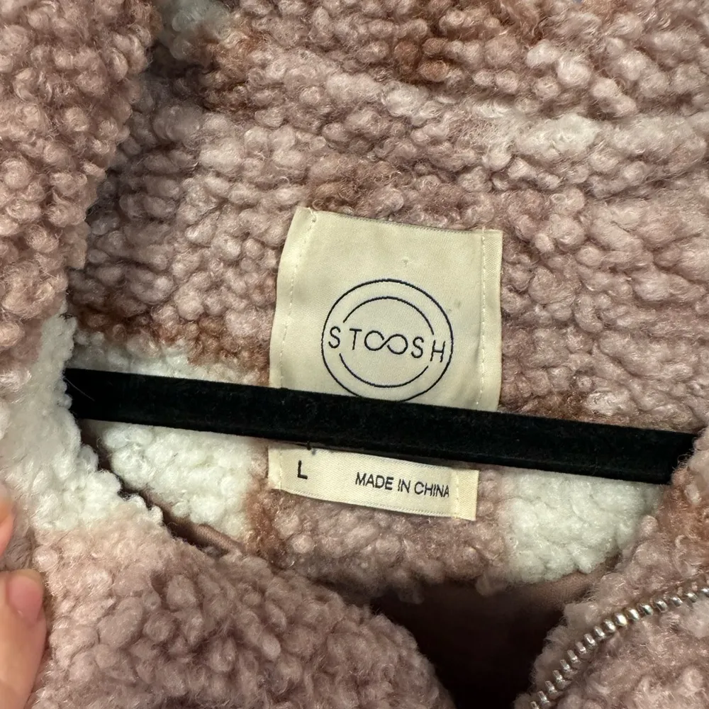 Pink fuzzy plaid boutique zip up jacket - Image 3