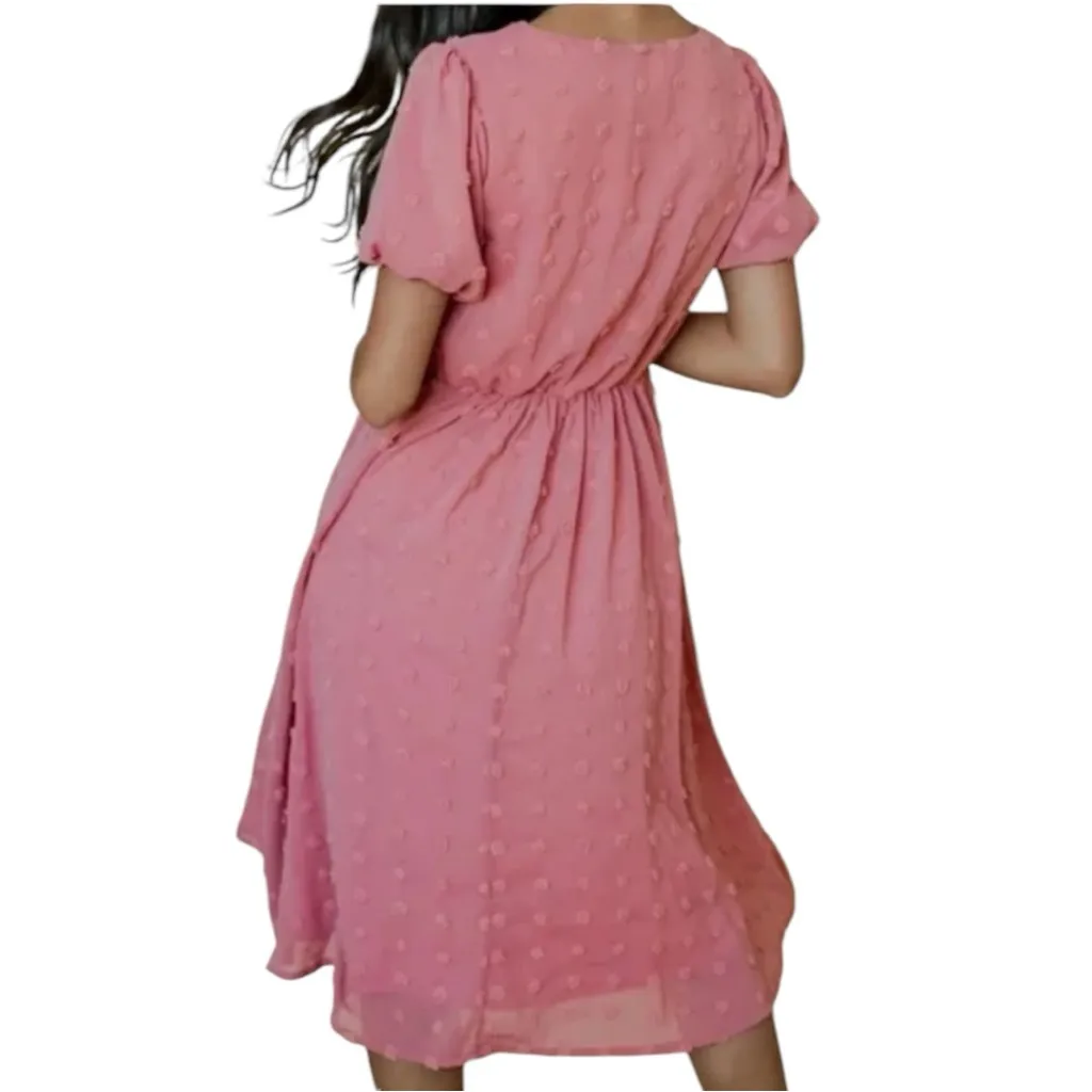 Baltic Born Mila Mauve Swiss Dot Midi Dress size XL NWT Short Sleeves - Image 2