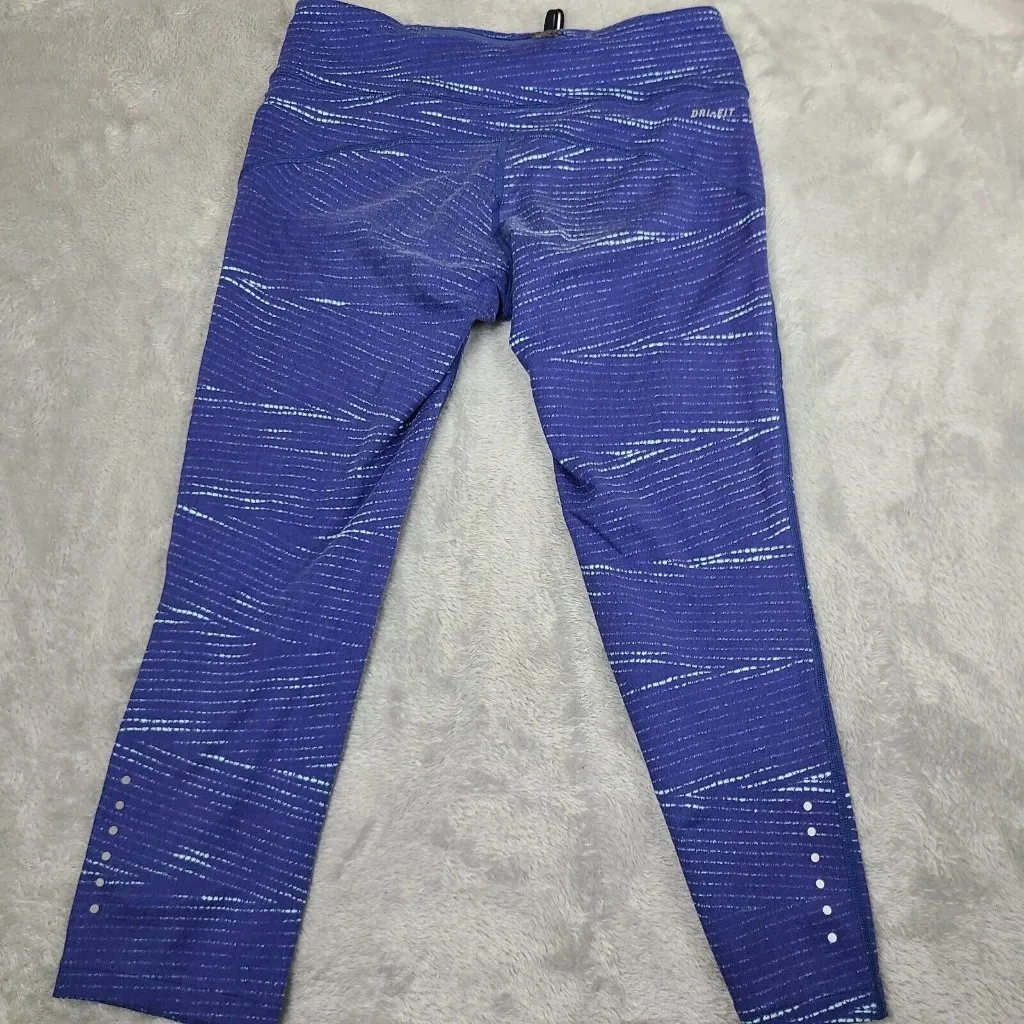 Nike‎ Running Dri-Fit Leggings Women's Size S Indigo and Teal Striped Stretch - Image 8