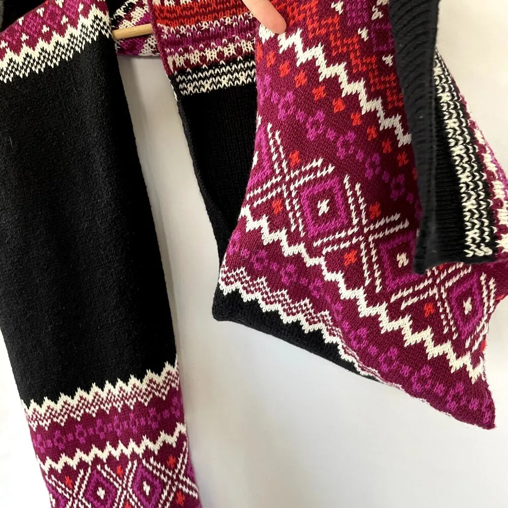 Talbots black and pink knit geometric scarf one size cotton wool winter striped - Image 6