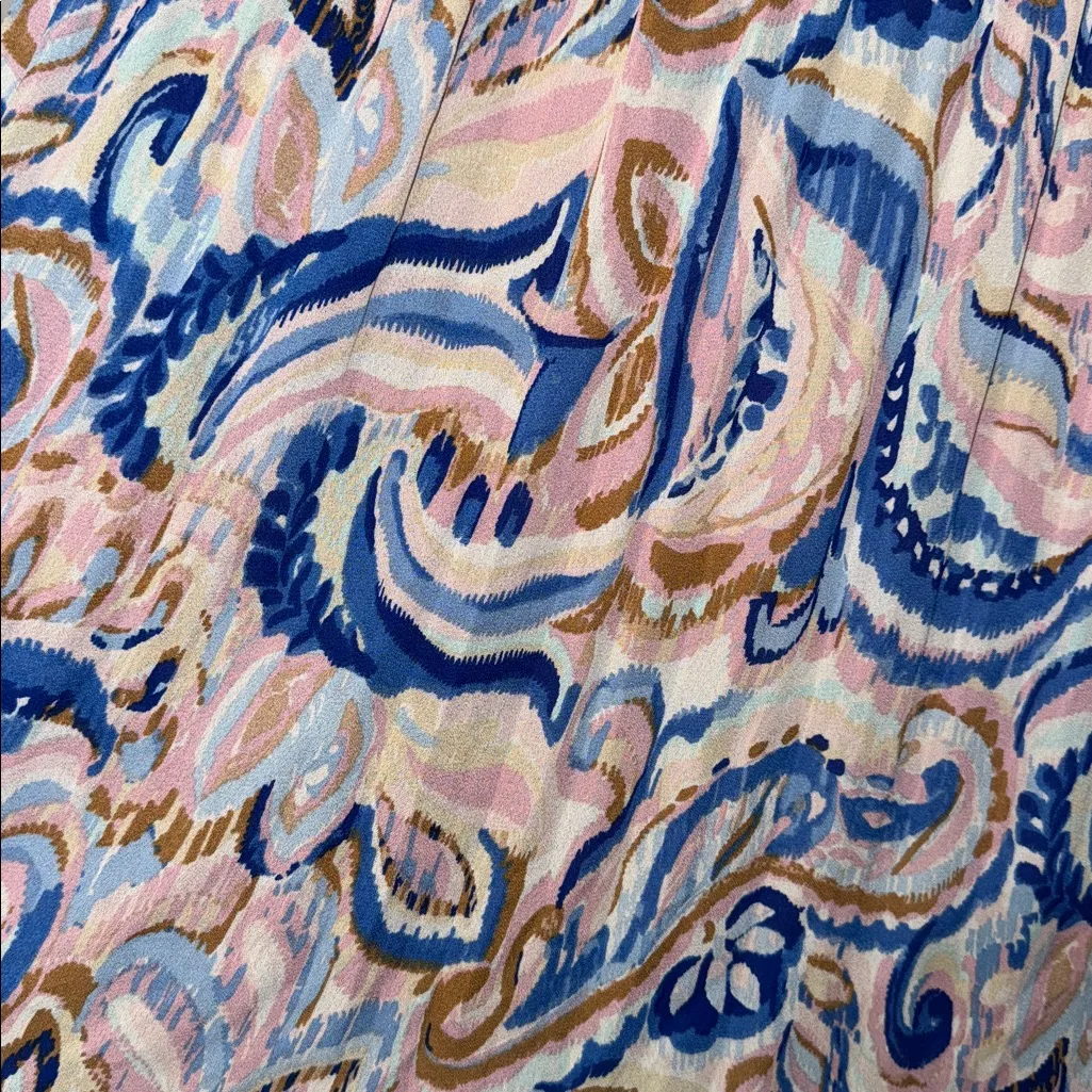 Ninety Clothing Co Pleated Skirt Watercolor Print Pink Blue Women’s Medium M - Image 5