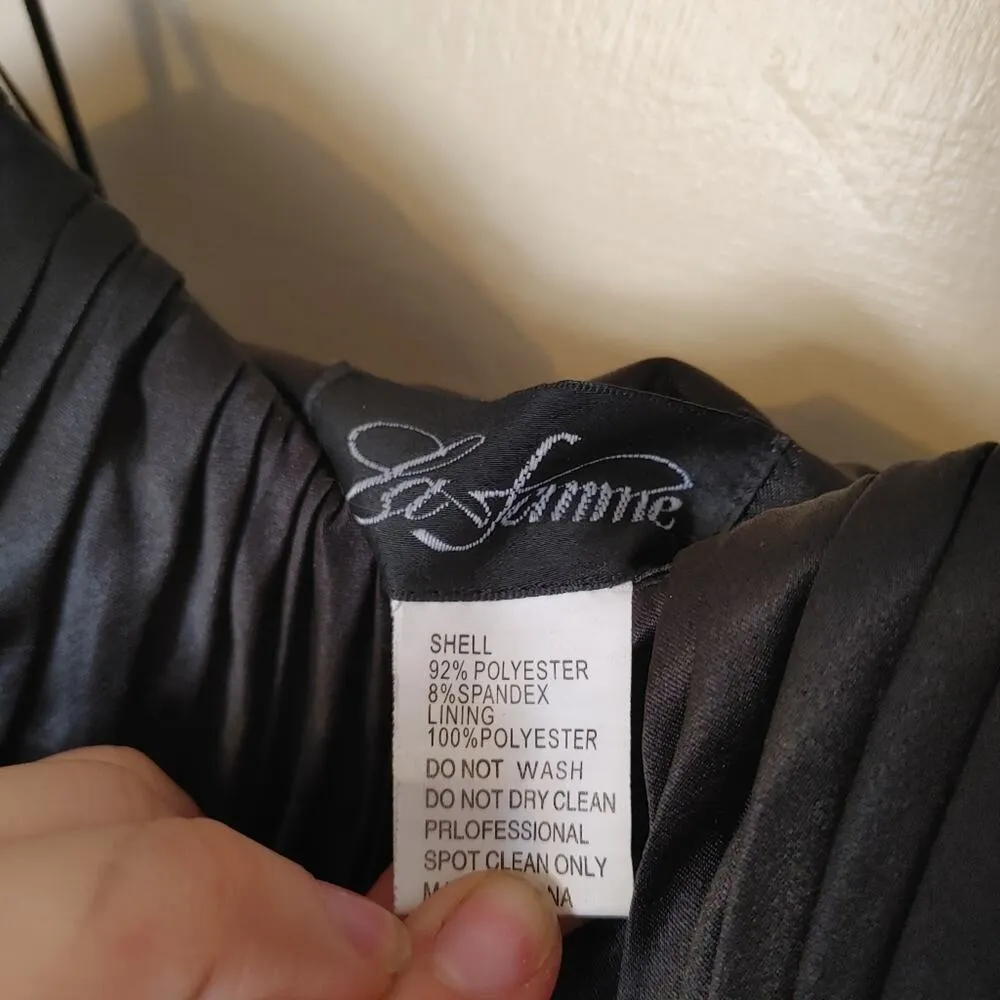 La femme Size 2 Tassle Fringe Flapper Girl Black Dress Jewel Fancy LBD Formal - Image 4