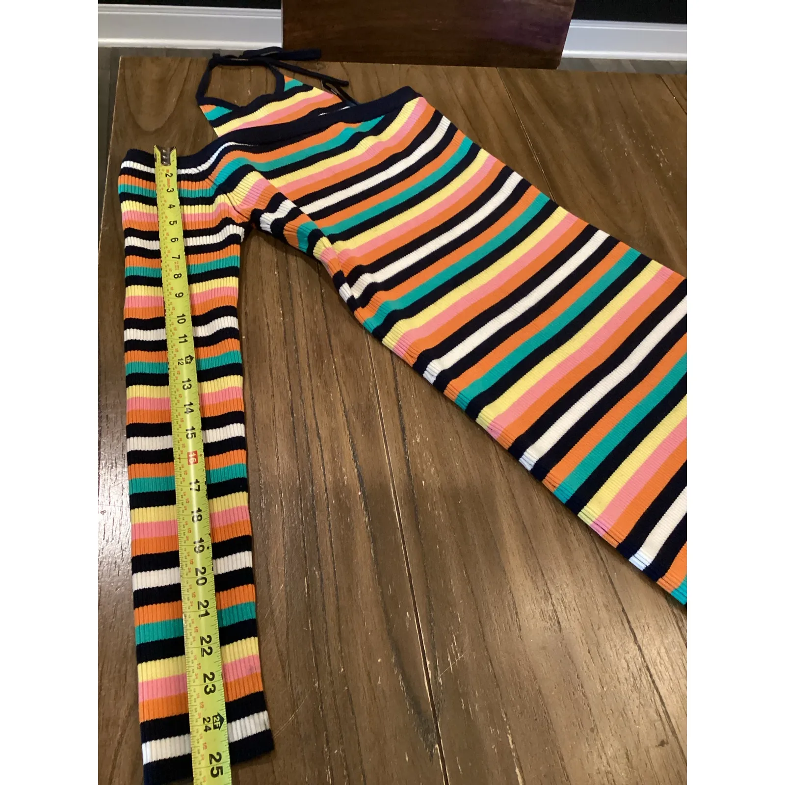 Revolve Monse Striped One Sleeve Halter wool Ribbed Knit Midi Dress Rainbow L Green Size L - Image 9