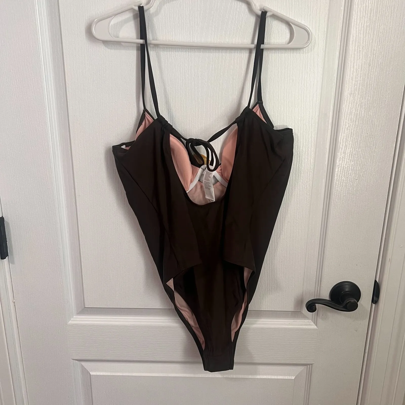 Cupshe x‎ Stassie Live Life Womens Swimsuit XL Brown Back Tied One Piece NWT - Image 4