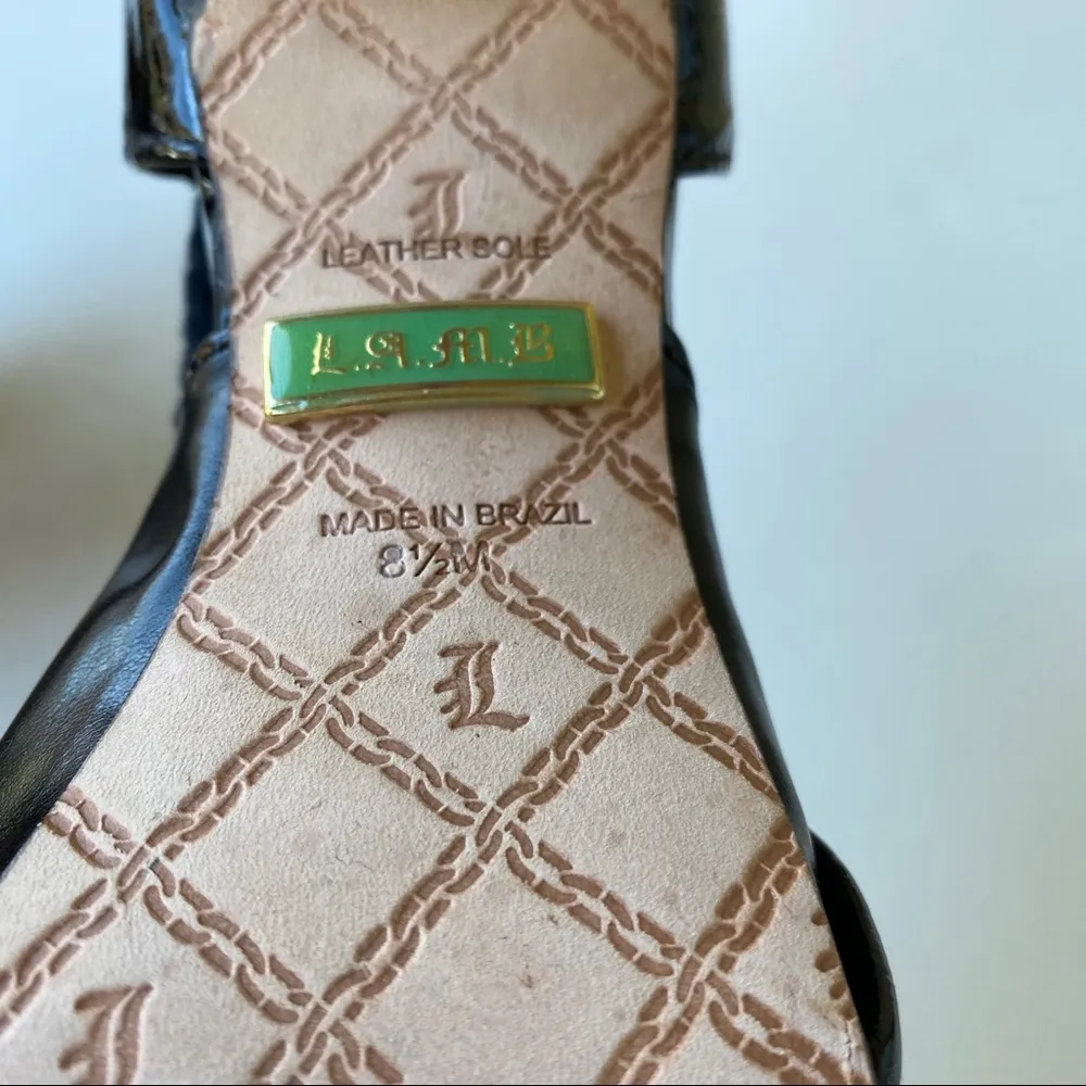 LAMB Peep Toe Patent Leather Heels - Image 6