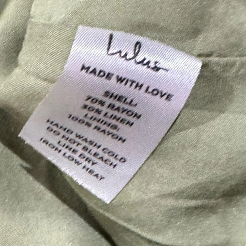 NEW Lulu’s Light Green Overlapping Linen Blend Mini Skort Women’s Large - Image 3