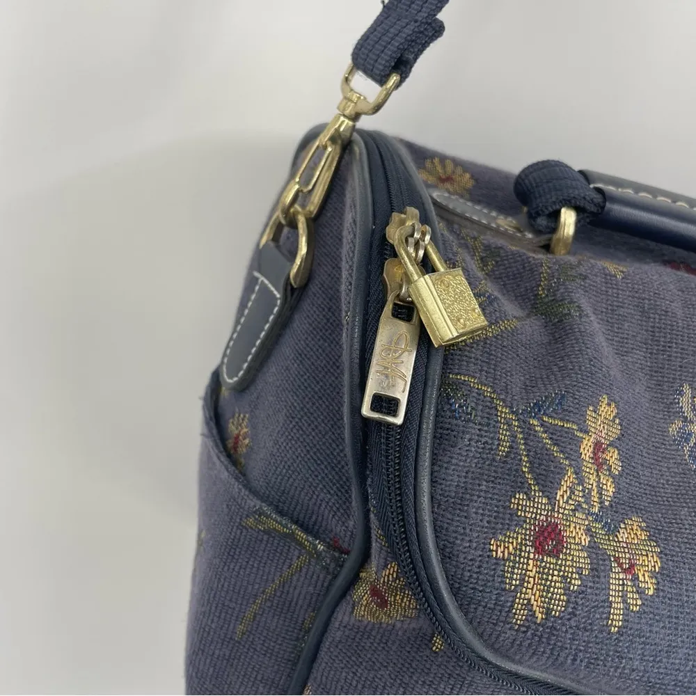 Diane Von Furstenberg Vintage  80’s Carry On Weekender Luggage Floral Tapestry - Image 4