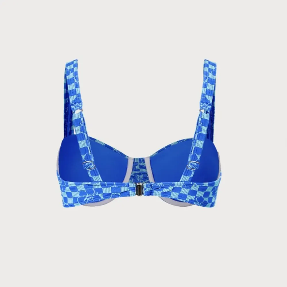 BERLOOK Blue Plaid Jacquard Underwire Bikini Top AND BOT 13 - Image 9