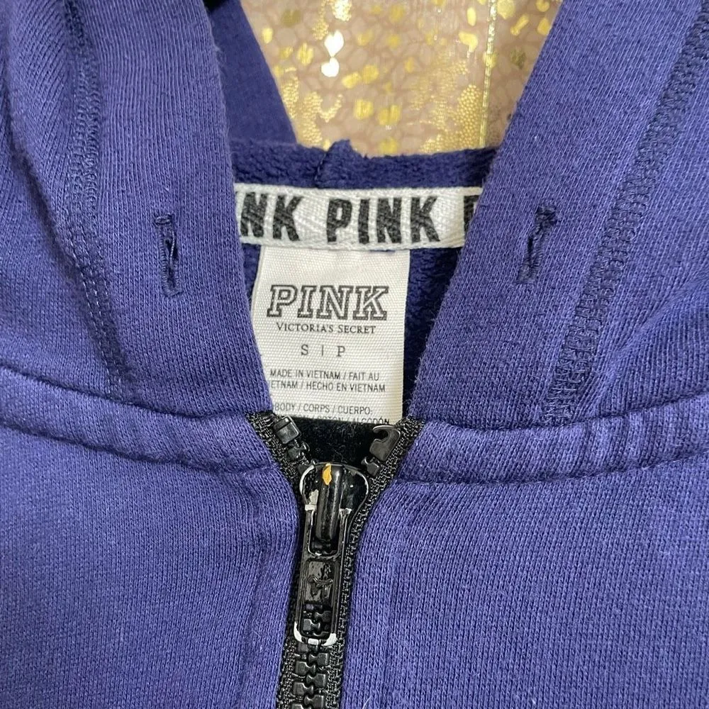 PINK Victorias Secret Purple Light Blue Gray Full Zip Hoodie, S - Image 3