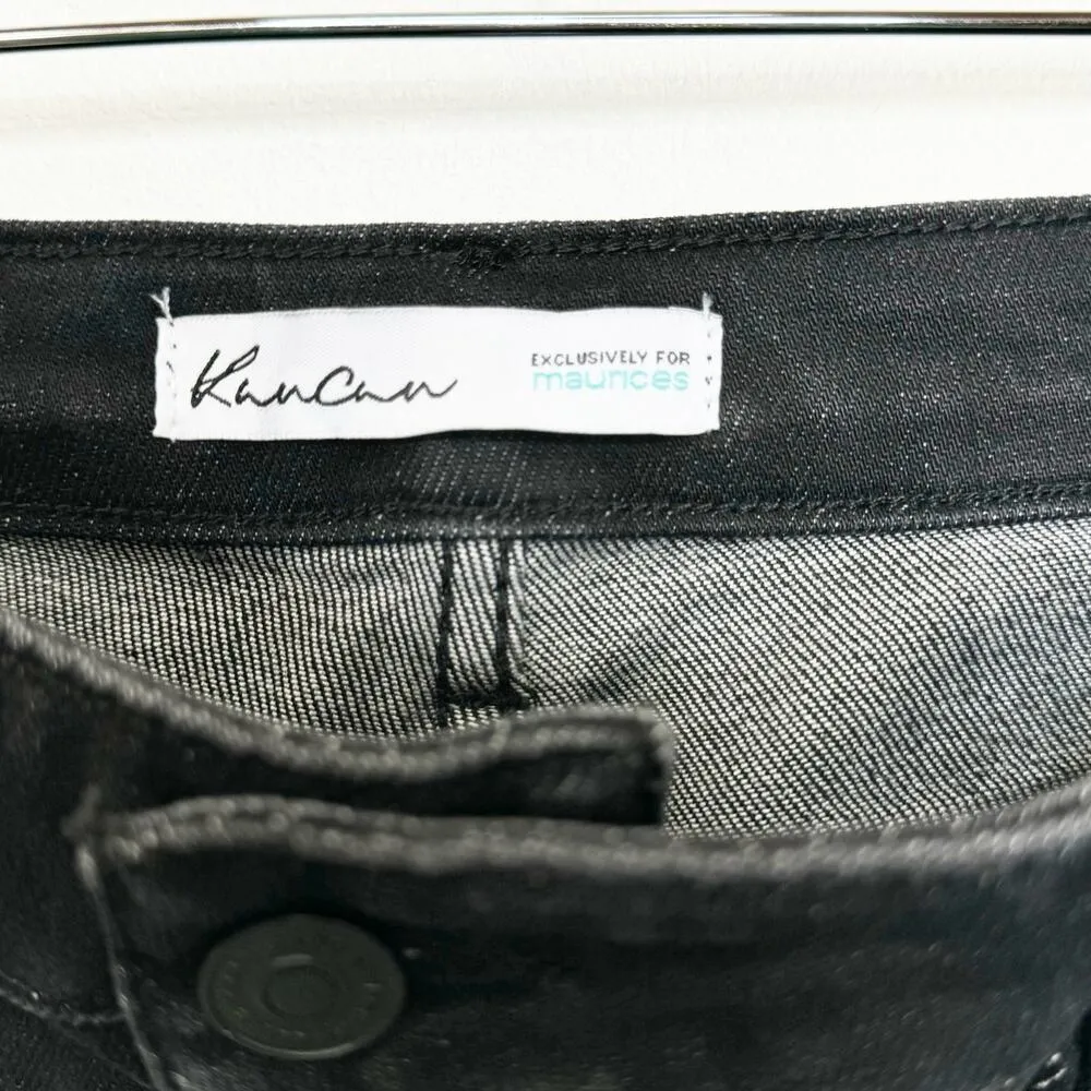 KanCan Maurices High Rise Black Wash Frayed Hem Bootcut Jean 30 - Image 5