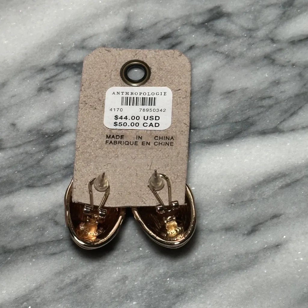 Anthropologie Gold Linked Shelled Earrings New - Image 2