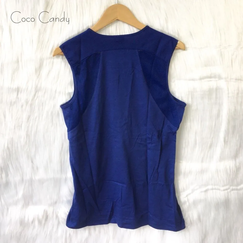 🆕Nike Blue Drawstring Waist Sleeveless Activewear Shirt - Image 4