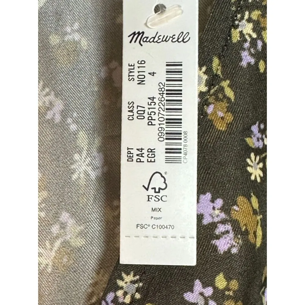 Madewell Women's NO116 Size 4 Expedition Green Wide V-Neck Midi Dress NWT - Image 9