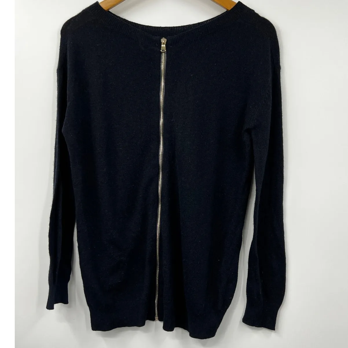 Sandro Women's Back Zip‎ Pullover Sweater Stretch Long Sleeve Black Size 1 - Image 6