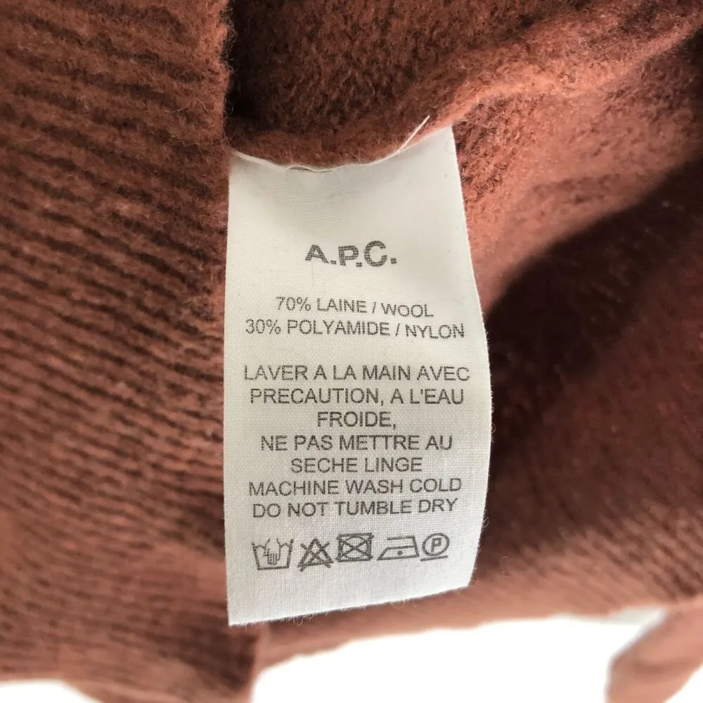 A.P.C. Rue Madame Paris Womens Sweater Mock Neck Wool Blend Brown S - Image 4
