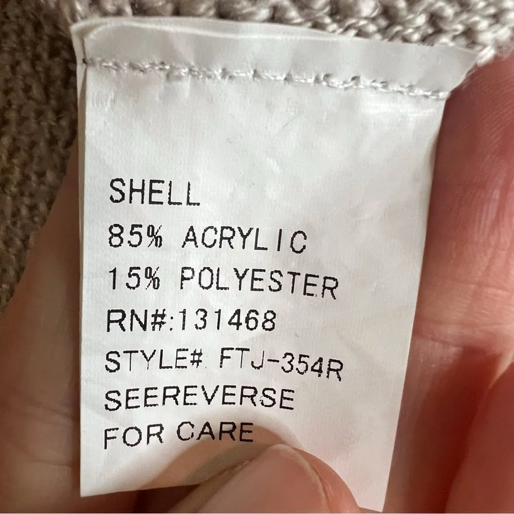 Fate Cream and Gray Boho Long Cardigan Wrap Art Deco Wool Blend Size Med - Image 8