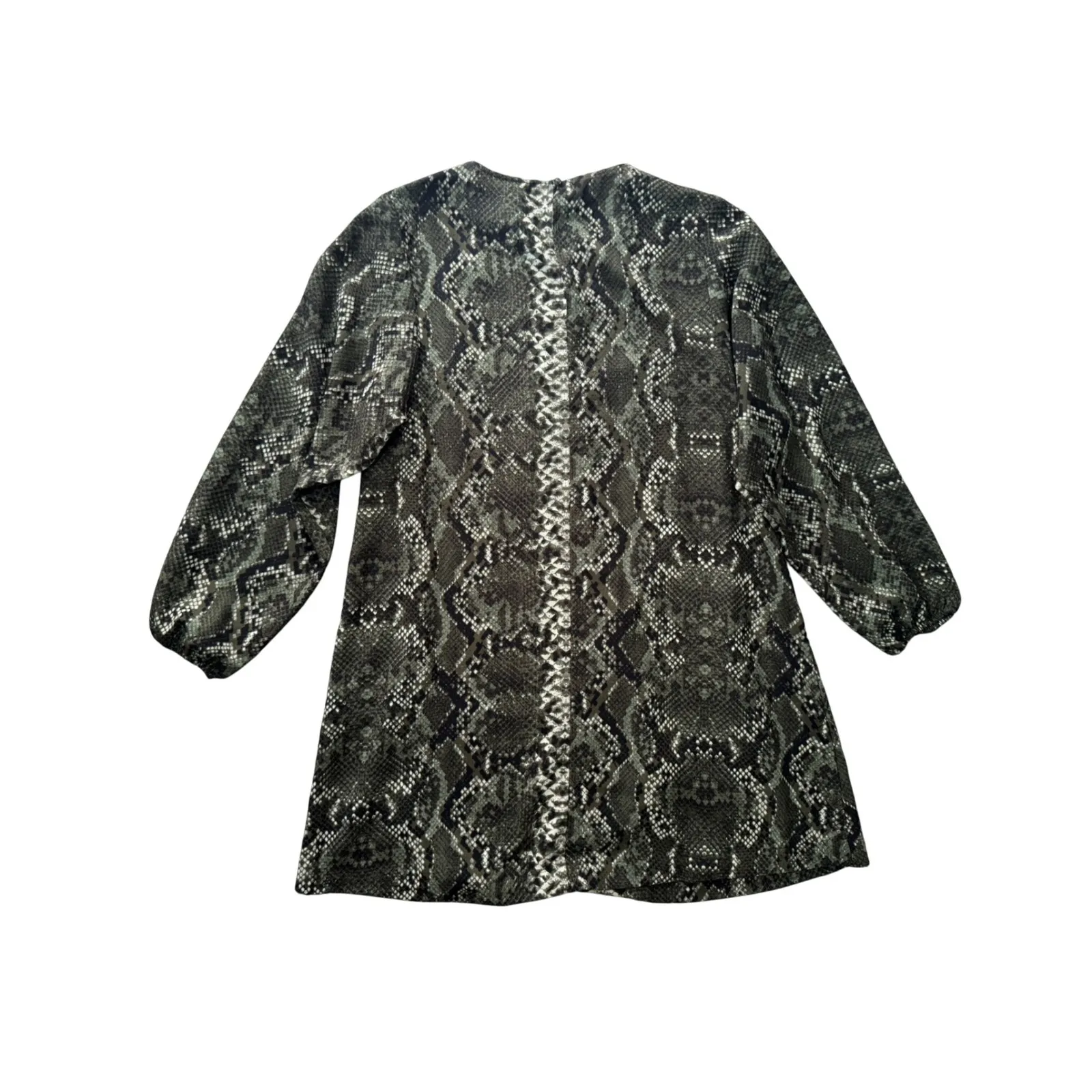 H&M Snakeskin Print Long Sleeve Mini Dress Size 8 Animal Print‎ Western Boho - Image 2