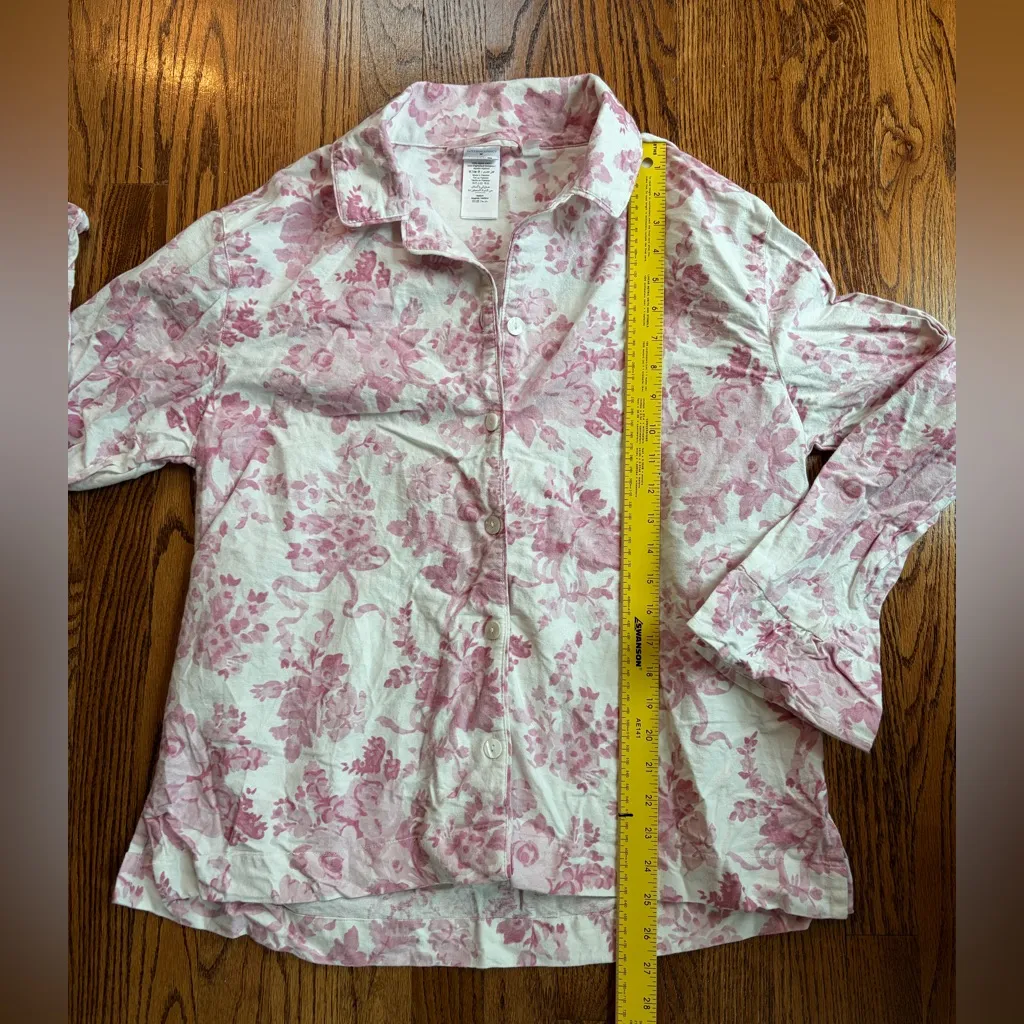 LoveShackFancy Damask Ruffle Pajama Set Pink Organic Cotton Size M - Image 6