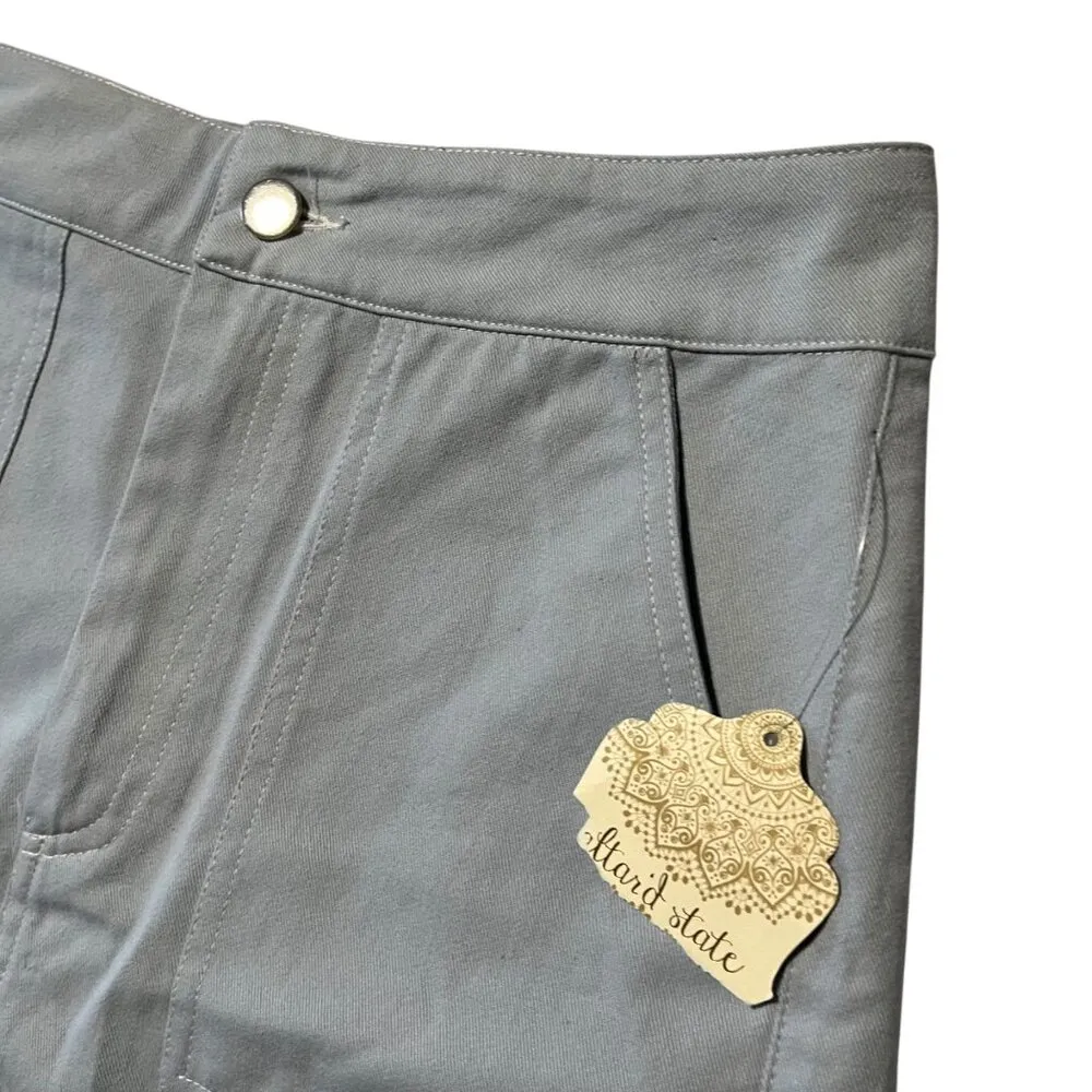 Altar'd State Women's M Blue Chino High Rise Shorts Casual Classic Cotton Summer - Image 2