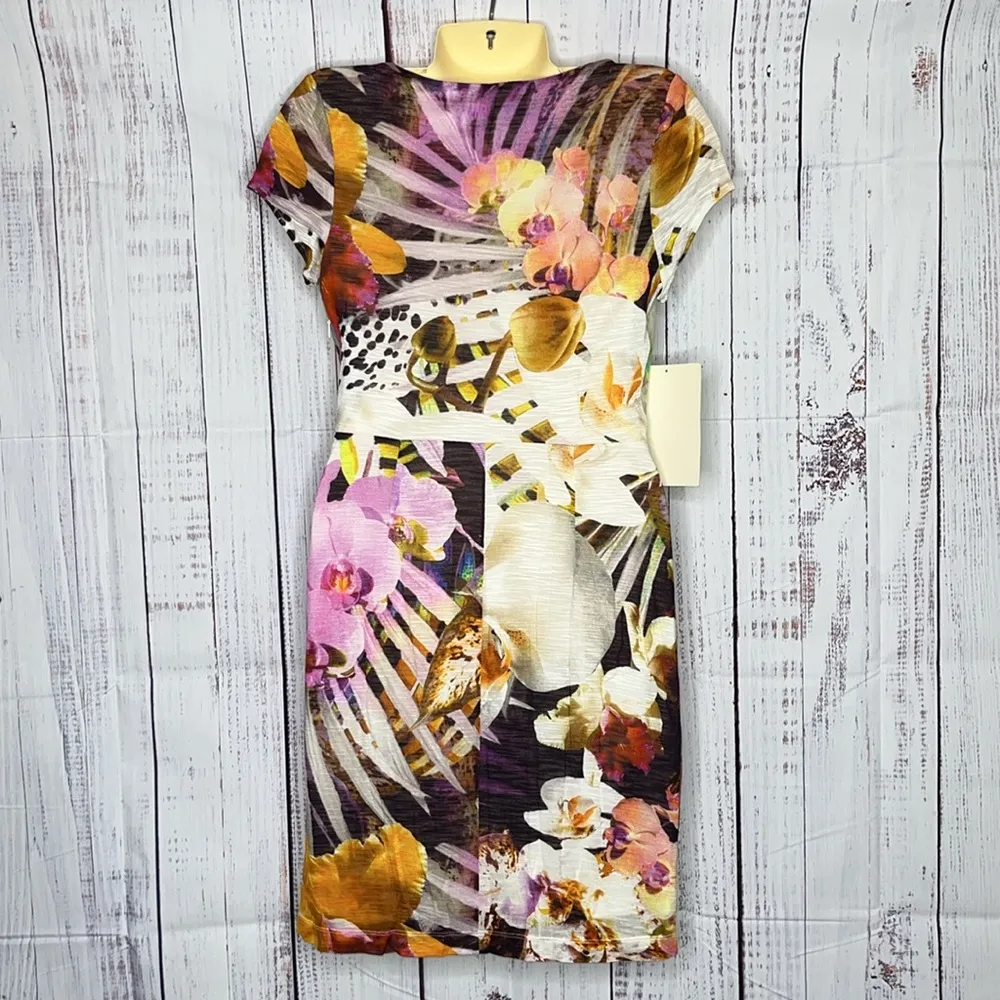 Boston Proper NWT Size S Abstract Floral Print Surplice V-Neck Sheath Dress - Image 3