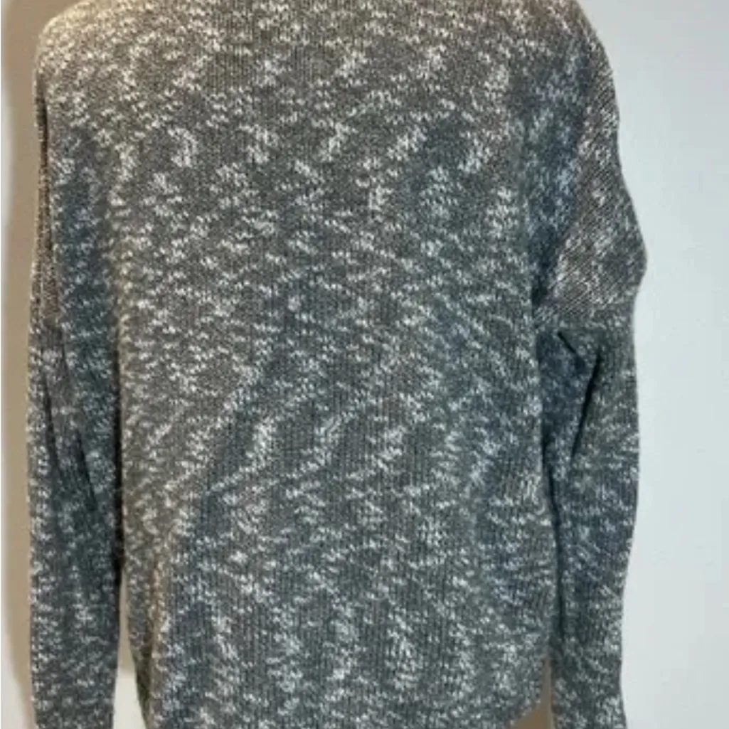 Marled Gray Lace Up Knit Sweater Size Small - Image 3