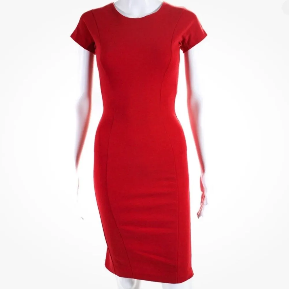 Stella McCartney Tomato Red Short Sleeve‎ Compact Jersey Dress Size 38 - Image 2