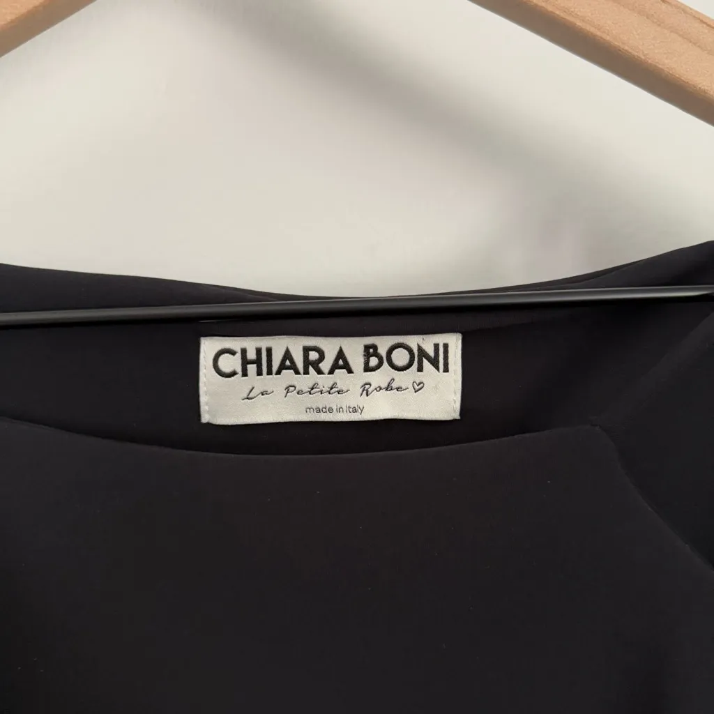 Chiara Boni La Petite Robe 38 US 2 Mini Dress Cut Out Neckline Sheath Black - Image 3