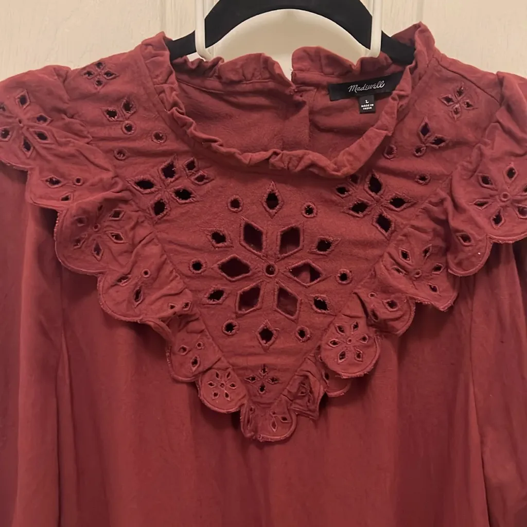 Madewell Maroon Textured Dress - Image 3