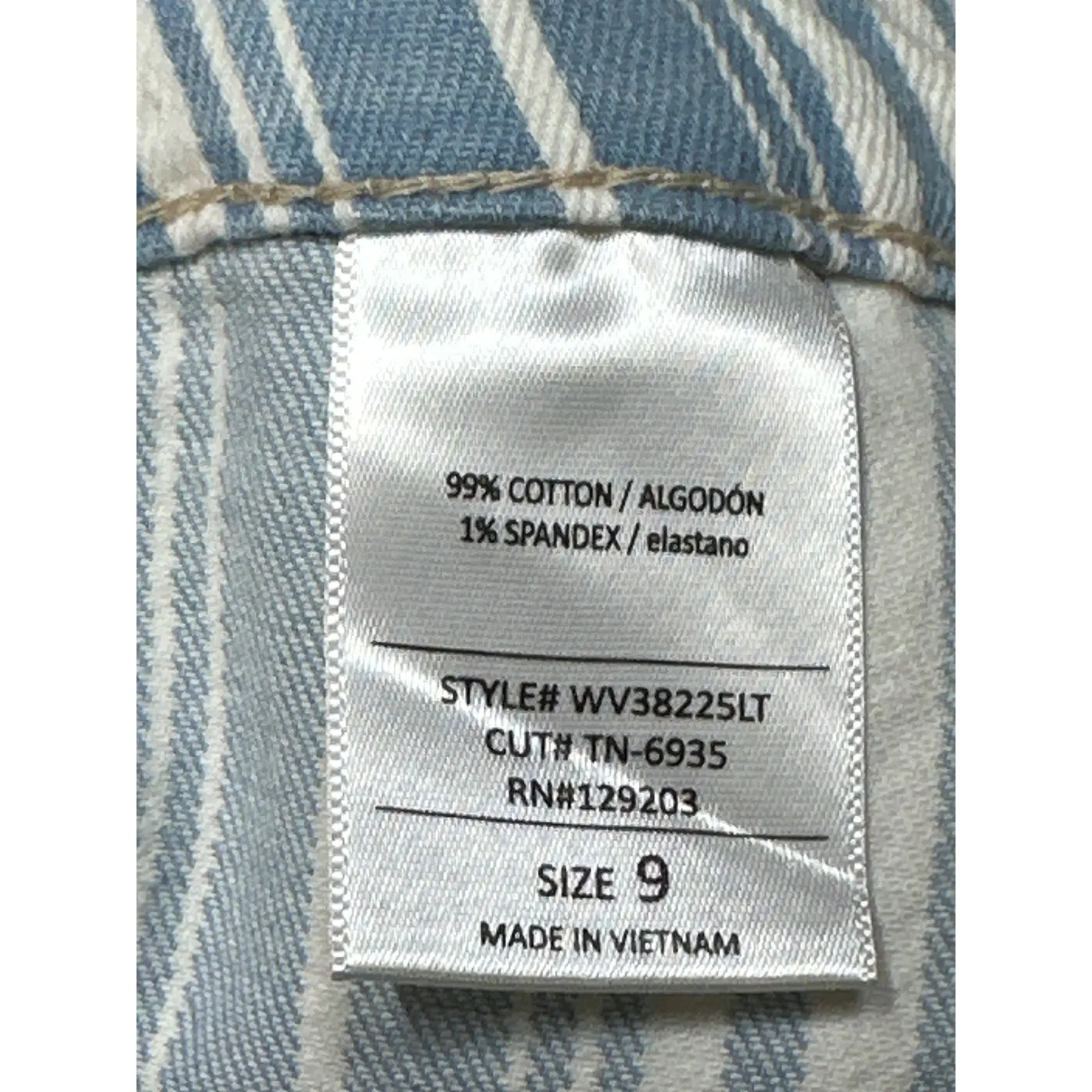 CELLO High Rise Flare Jeans Striped Light Wash Raw Hem Women's Size 09 - Image 9