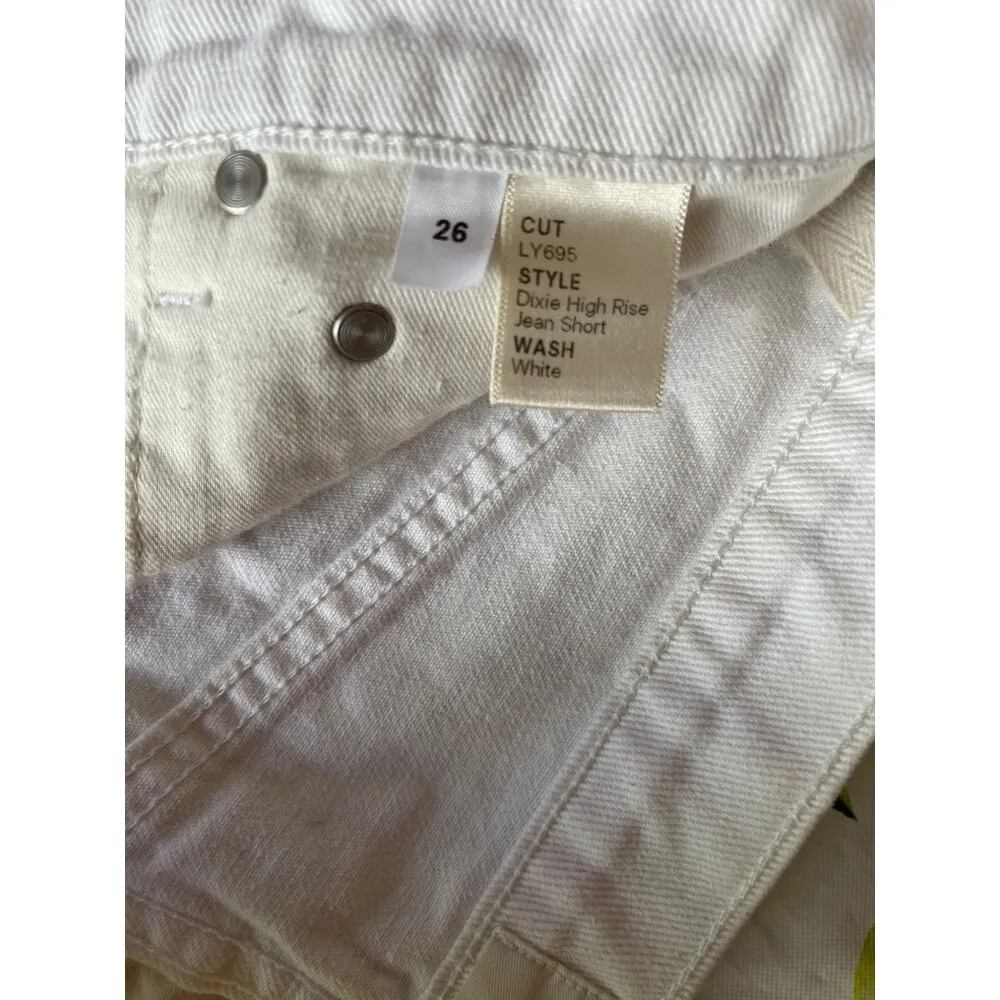Reformation Dixie High Rise White Jean Shorts Size 26 100 Cotton Made In USA NEW - Image 6