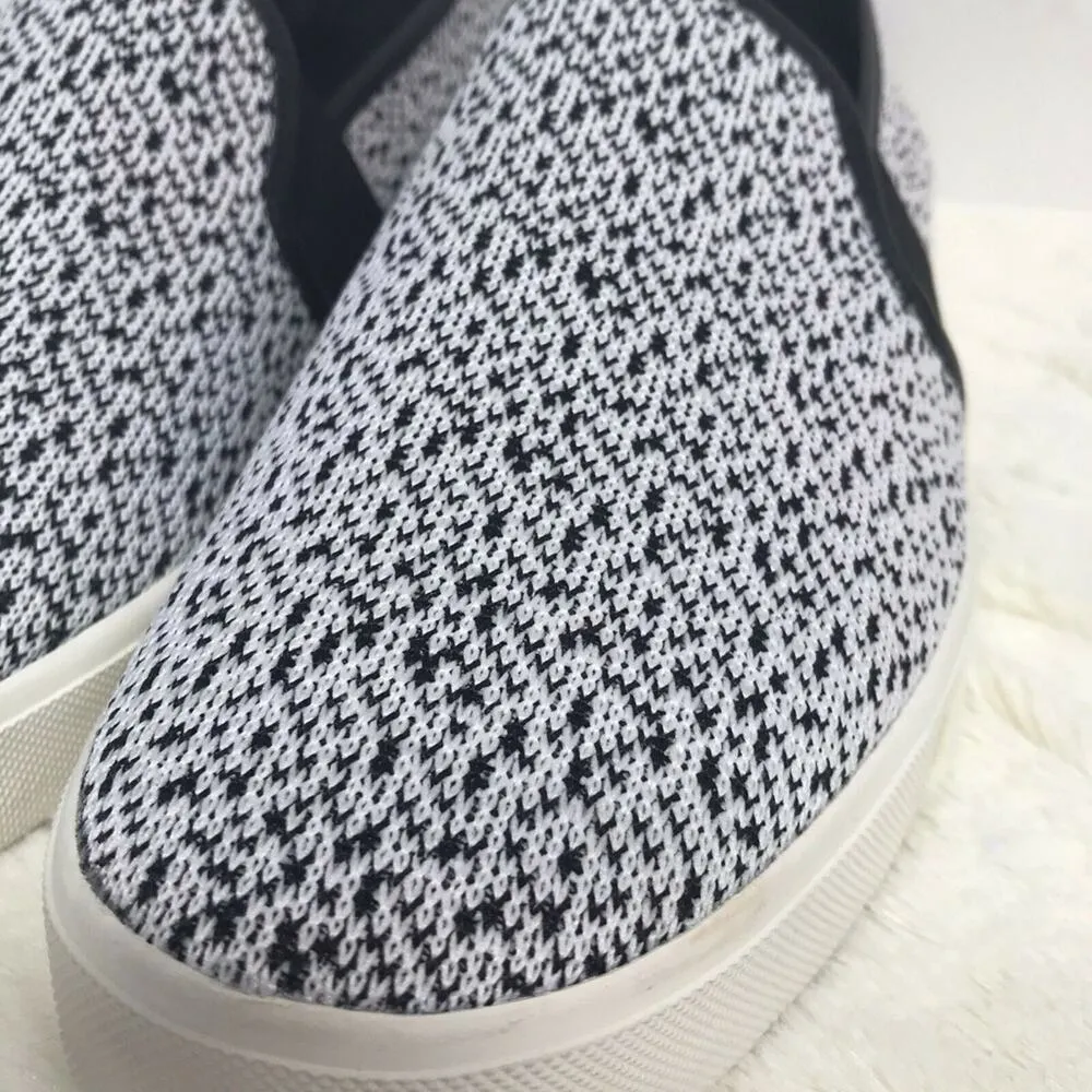 Vince Blair Sneaker Shoe Black White Knit Flat Slip On Rubber Sole Size 10 NIB - Image 4