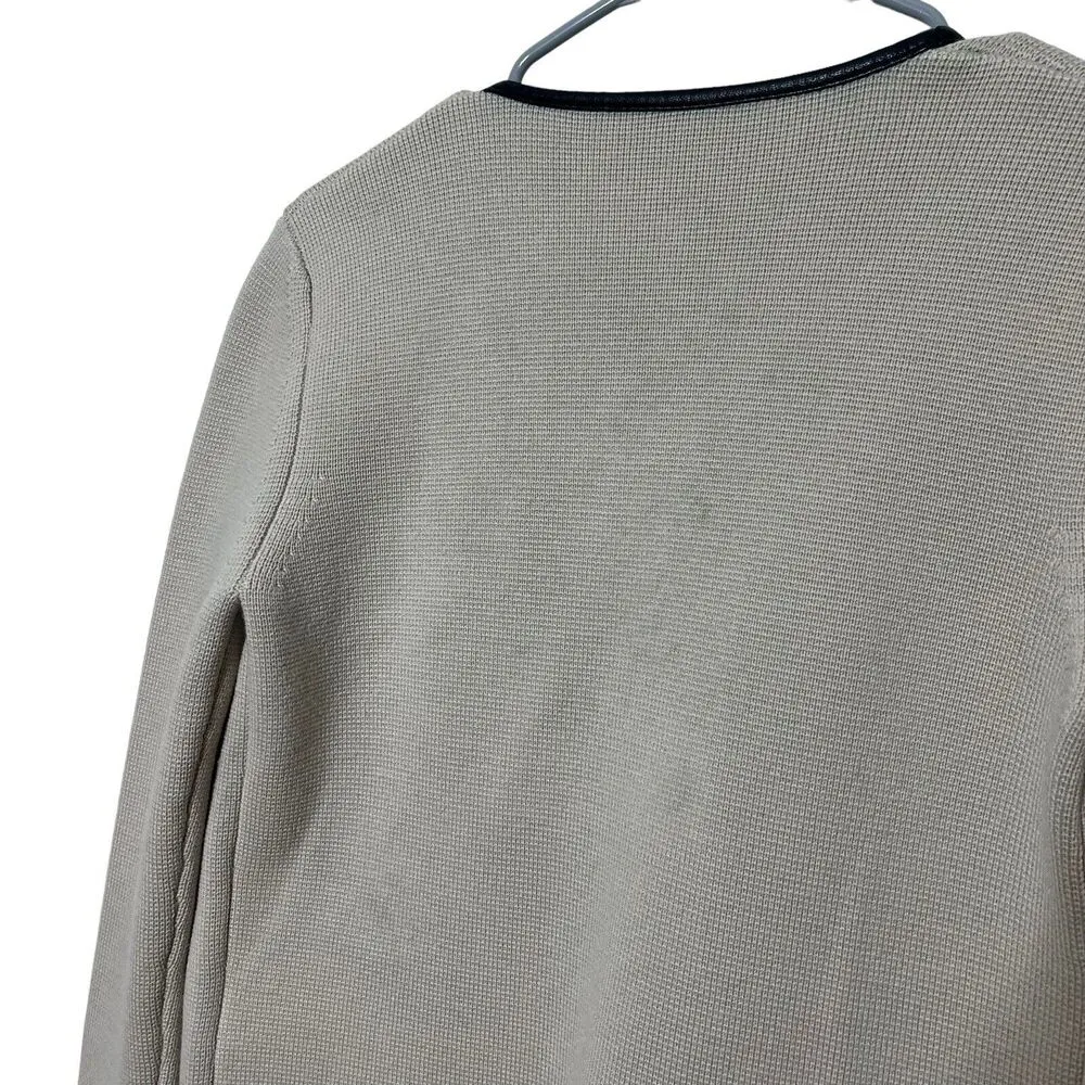 3.1 Phillip Lim Beige Wool Zip Up Jacket With Black Trim Blazer Women’s Size S - Image 14