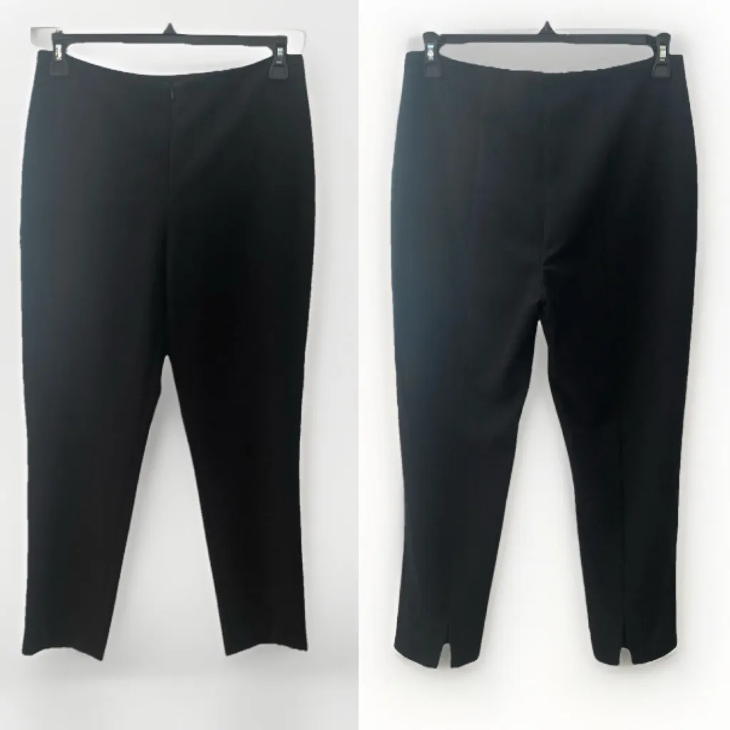 Soft Works Black Ankle Pants Back Seam Hem Slit Straight Slim Womens 10 Career - Image 3